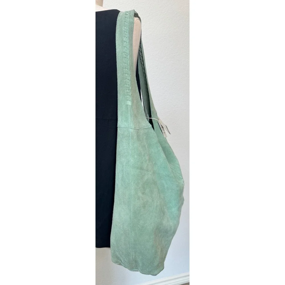 Haute Hippie Style Festival Suede Hobo Bag Green Braided Details Interior Pouch